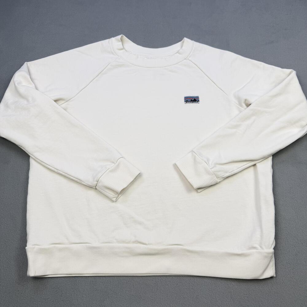Patagonia Sweatshirt Womens Medium White Organic Logo Crewneck Worn Wear